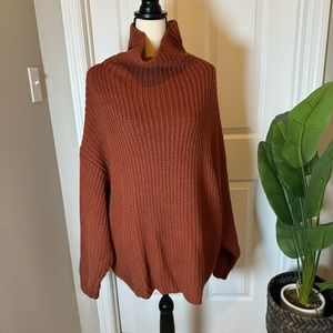 Free People Chunky Burnt Orange Sweater M